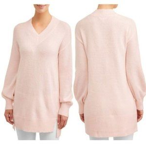Time & Tru Pink V-Neck Tunic Sweater